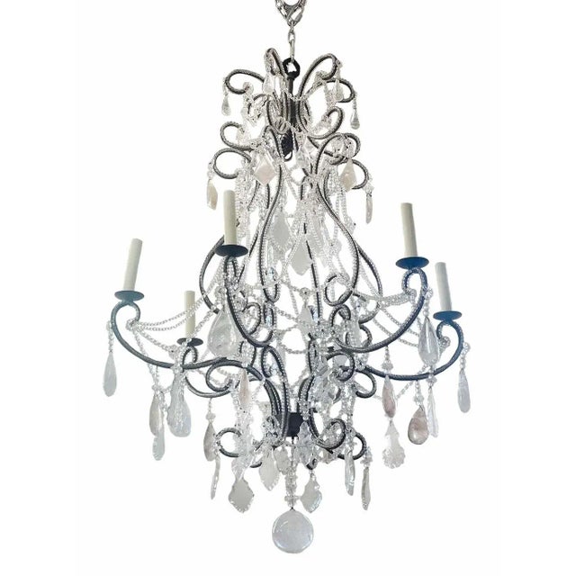 1950s Venetian Citrine & Rock Crystal Chandelier. Italy, C. 1950's For Sale - Image 5 of 5