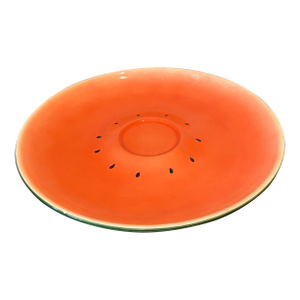 Late 19th Century Bordallo Pinheiro Style Watermelon Slice Ceramic Serving Platter – Hand-Painted Majolica Style Fruit Plate, Summer Entertaining Dish