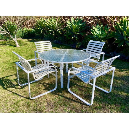 1980s Brown Jordan Quantum Outdoor Patio Set by Richard Frinier Dining Table and 4 Chairs Chairish