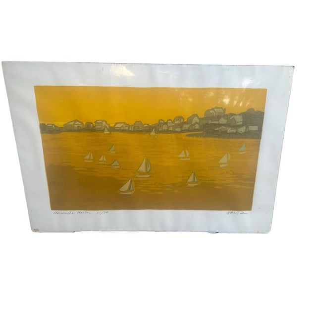 1970s Caryl Lance Signed Color Lithograph 21/50 Nautical, Ocean, Sailboat Summer Beach For Sale - Image 9 of 12