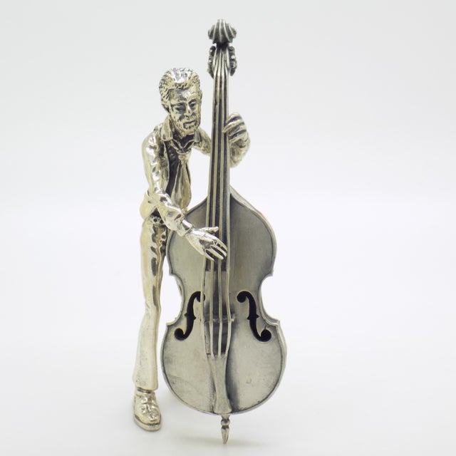 Vintage Italian Genuine Silver Cellist Large Figurine from Arezzo Toscane, 1970s For Sale - Image 18 of 18