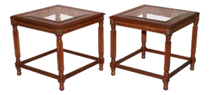 Regency Style Glass Top Side Tables, Set of 2