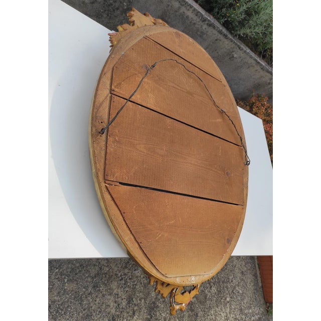 Wood Antique French Louis XV Oval Gilt Mirror, 1913 For Sale - Image 7 of 15