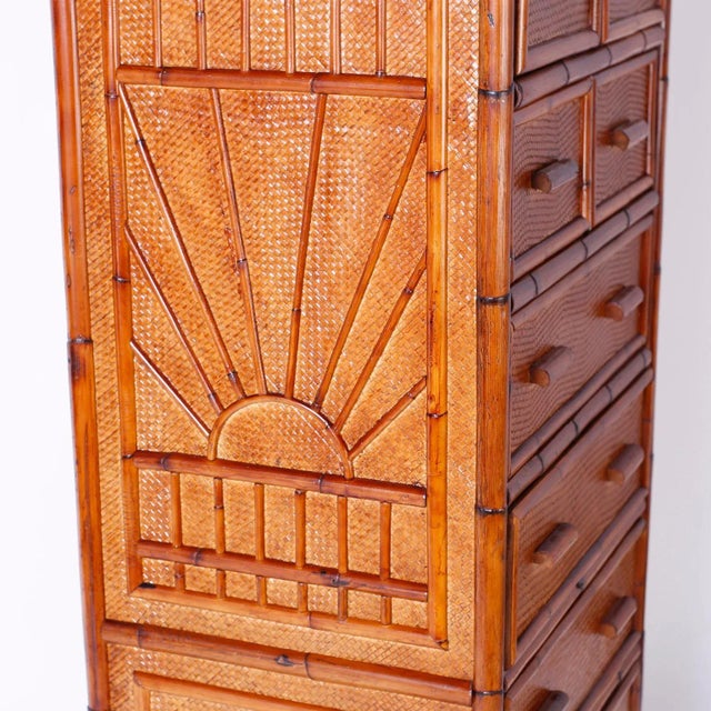 Bamboo and Grasscloth Chest of Drawers For Sale - Image 4 of 10