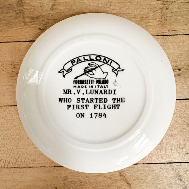 Fornasetti "Palloni" Themed Ceramic Hot Air Balloon Coasters Set of 5 For Sale - Image 12 of 13