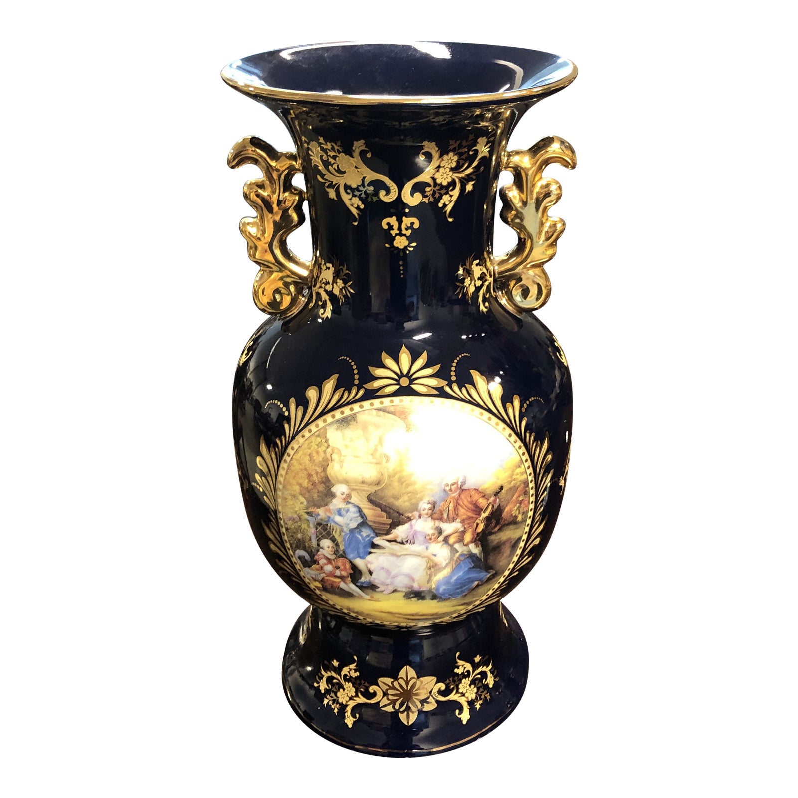 Vintage Limoges French Cobalt + Gold Vase Chairish
