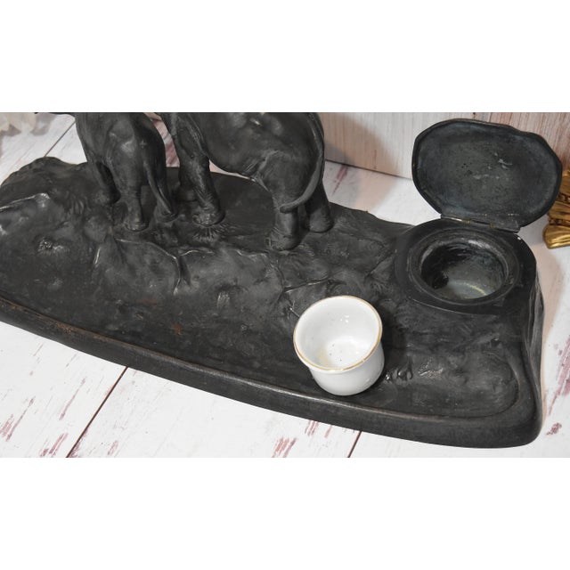 Victorian Bronze Elephant Desk Pen Holder With Inkwell Signed Austria For Sale In Philadelphia - Image 6 of 18