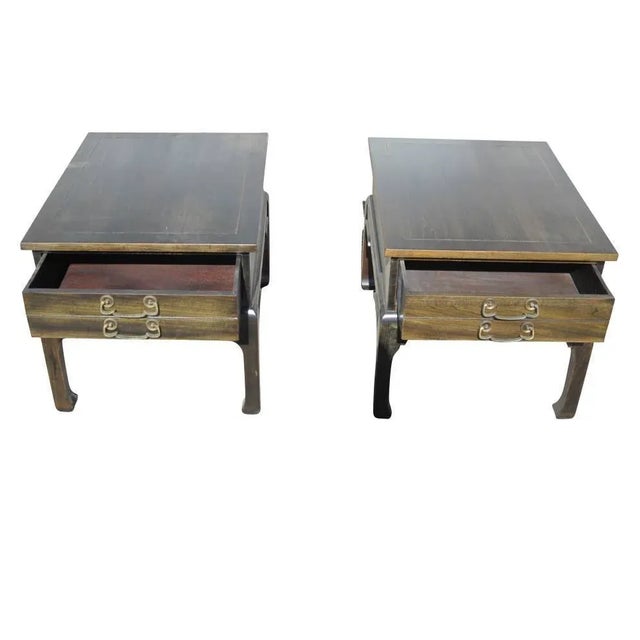 Pair of Asian Style Wood Nightstands For Sale - Image 4 of 6