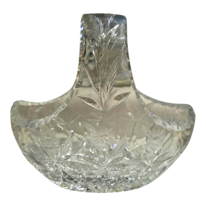 Vintage Irena Glass Co. Poland Hand-Cut Lead Crystal Bridal Basket