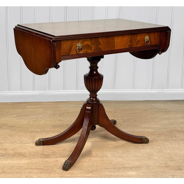 English Antique English Regency Mahogany Drop Leaf Pembroke Cocktail Table For Sale - Image 3 of 10