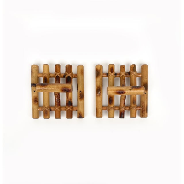 Mid-Century Coat Racks in Bamboo & Rattan, Italy, 1970s, Set of 2 For Sale - Image 11 of 14