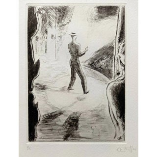 Charles Kiffer, Maurice Chevalier, Original Drypoint Etching, 1920s For Sale