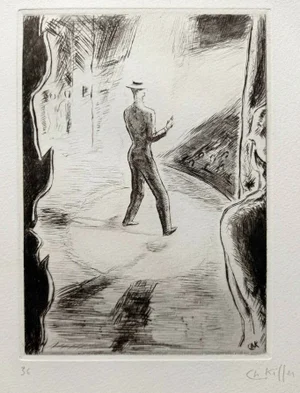 Charles Kiffer, Maurice Chevalier, Original Drypoint Etching, 1920s