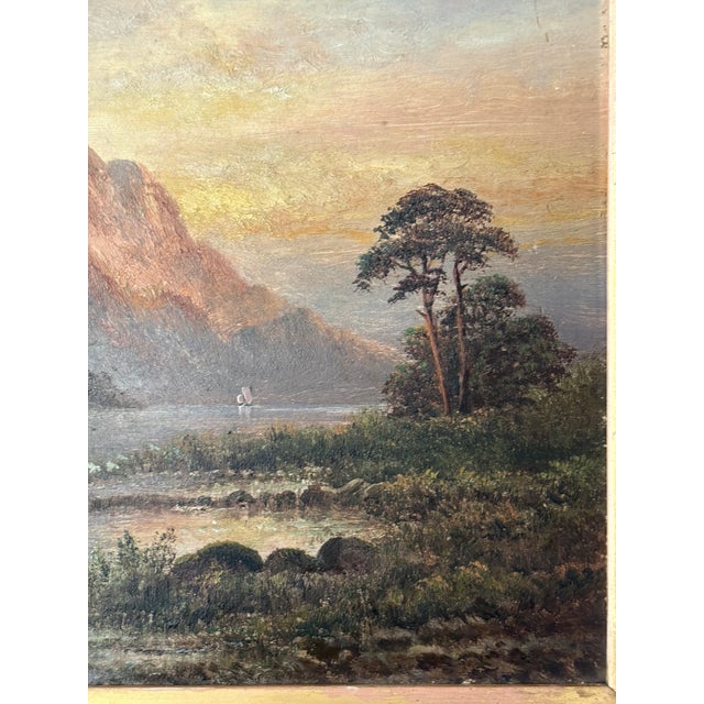 Framed Oil on Board Mountains Landscape Scene, Early 20th Century For Sale In Savannah - Image 6 of 6