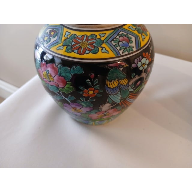 Asian Twin Cloisonne Ginger Pots For Sale - Image 4 of 7