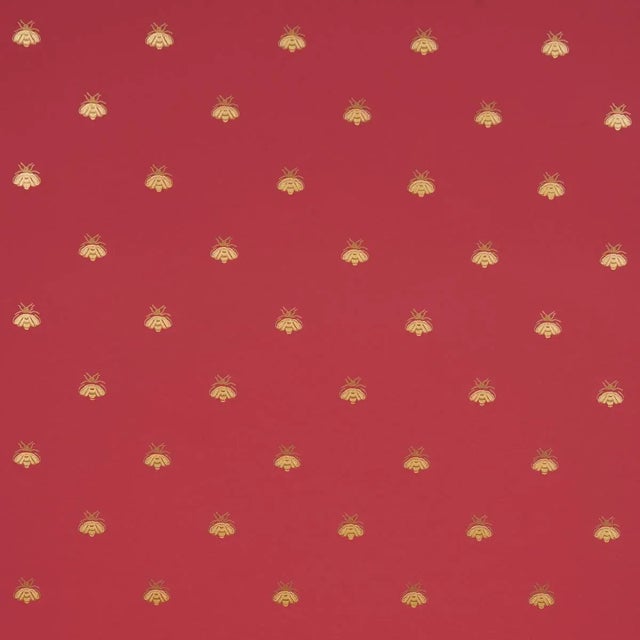 Schumacher Hubert's Bees Wallpaper In Rouge & Gold For Sale