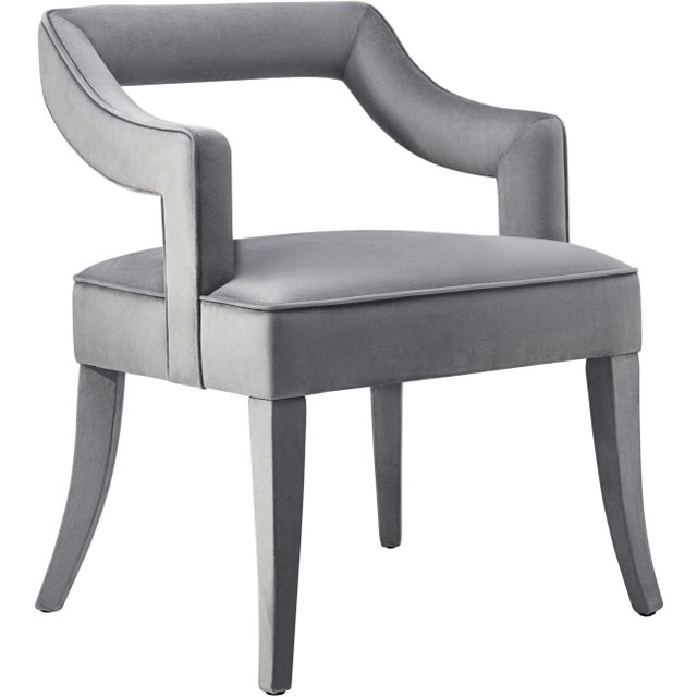 Gray Tiffany Grey Velvet Chair For Sale - Image 8 of 8
