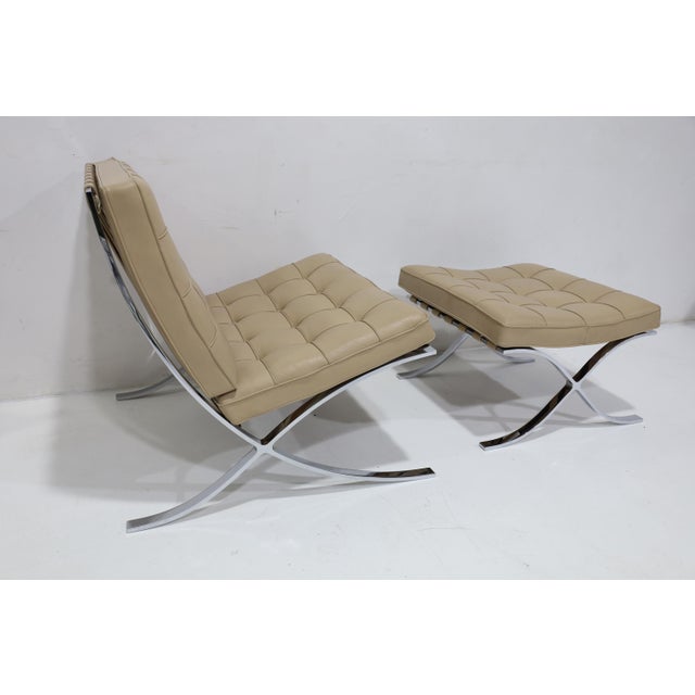 Knoll Mies Van Der Rohe Barcelona Chairs and Ottoman in Volo Leather For Sale In Dallas - Image 6 of 12