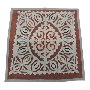 Burnt Orange and Grey Petite Indian Cutout Square Pillow Cover