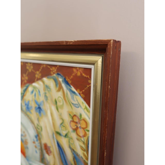 Textile Mid-Century Modern 'Gathered Harvest' Vintage Original Swedish Still Life Oil Painting, Framed For Sale - Image 7 of 13