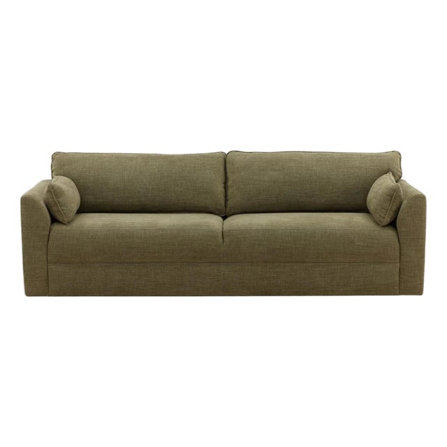 Modern Olive Luxe Sofa For Sale