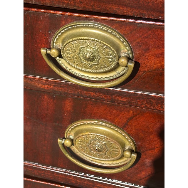 Late 18th Century Antique George III Figured Mahogany Slant Lid Writing Desk With Rare Brass Pulls For Sale - Image 5 of 12
