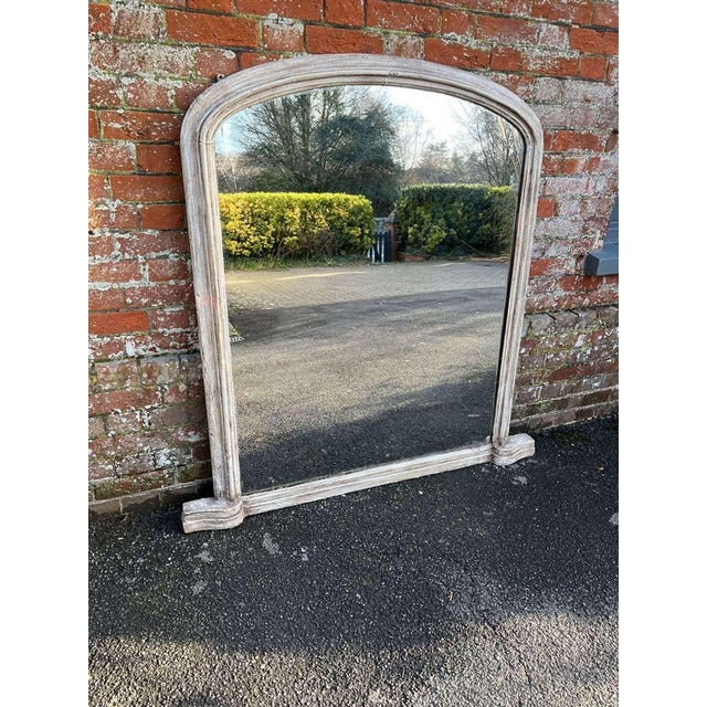 Glass Large Antique English Arched Overmantle Mirror For Sale - Image 7 of 7