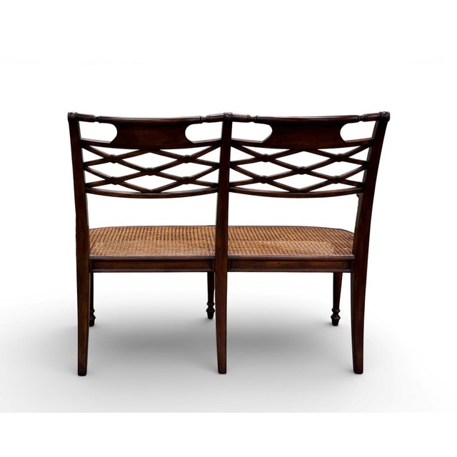 Wood Theodore Alexander Regency Cane Seat Carved Wood Settee For Sale - Image 7 of 18