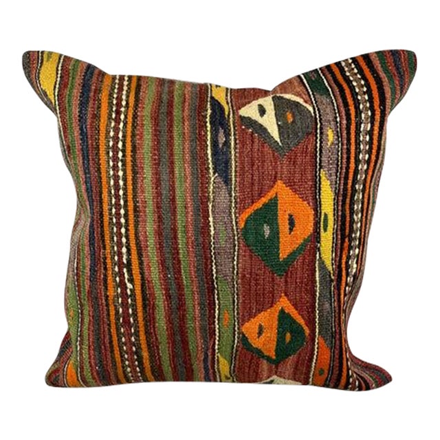 20 x 20 Kilim Pillow Turkish Cushion Natural Istanbul Dreams Pillow Cushion Cover For Sale
