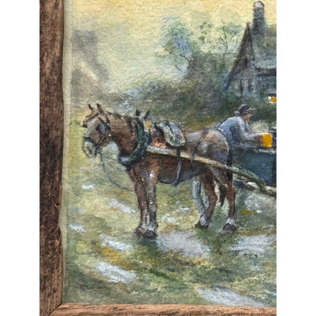1920s Signed w.c. Vincent Country Farm Scene Watercolor Framed 8.5″×6.5″ For Sale - Image 4 of 8