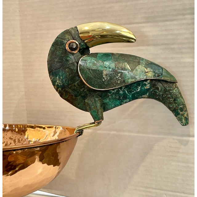 Rare Emilia Castillo Taxco Hammered Copper Toucan Centerpiece Bowl, Signed For Sale In West Palm - Image 6 of 16