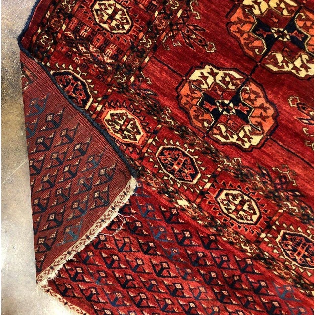 Red Antique Turkmen Tekke Rug | Allover Design | 8x11 For Sale - Image 8 of 8