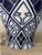 Vintage Aalia Navy Blue and White Geometric Porcelain Ginger Jar Table Lamps - a Pair For Sale - Image 13 of 18