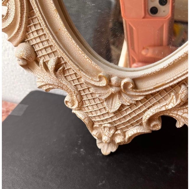 Vintage French Rococo Style Oval Mirror Wall Mirror For Sale - Image 11 of 11