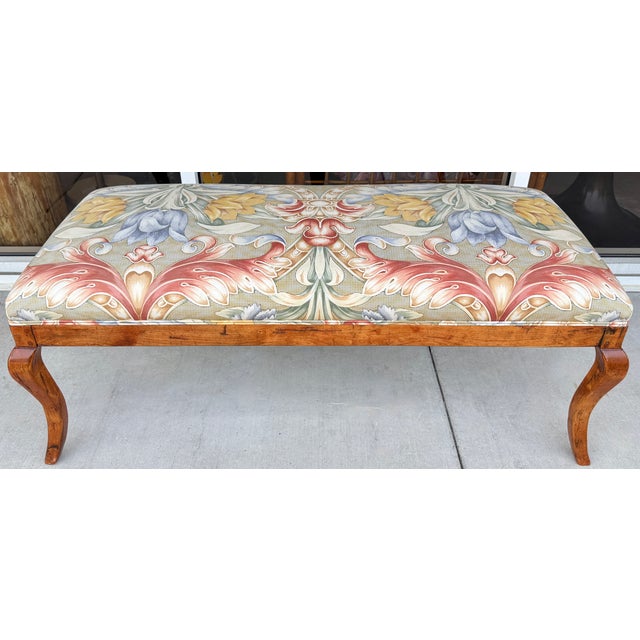 1990s Donghia Traditional Upholstered Wooden Bench From 90's For Sale - Image 5 of 10