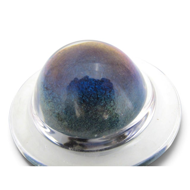 Blue Planet Saturn Galaxy Limited Edition Sci Fi Channel Glass Planet Paperweight For Sale - Image 8 of 8