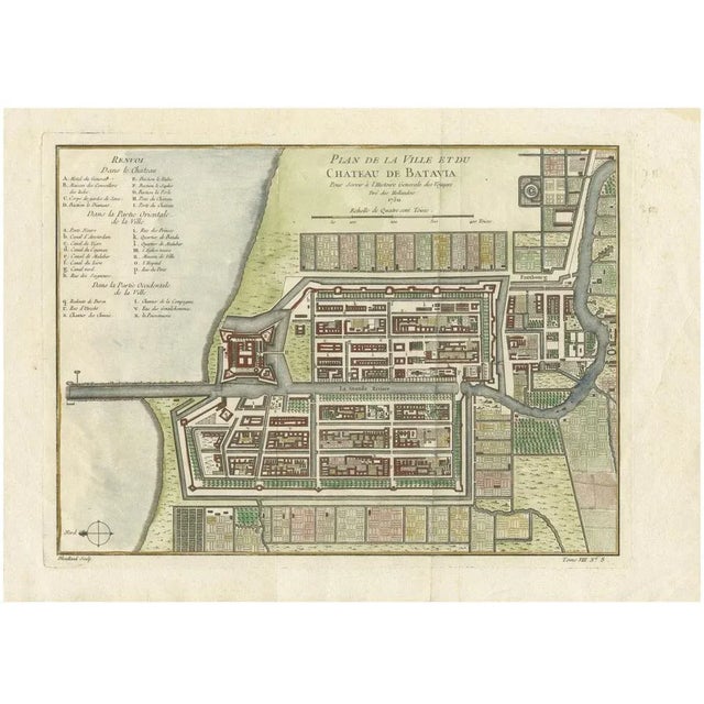 Jacques Bellin, Hand-Colored Plan of Batavia, 1750, Paper For Sale - Image 12 of 12