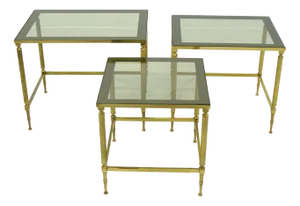 Regency Brass Side Tables, 1960s, Set of 3