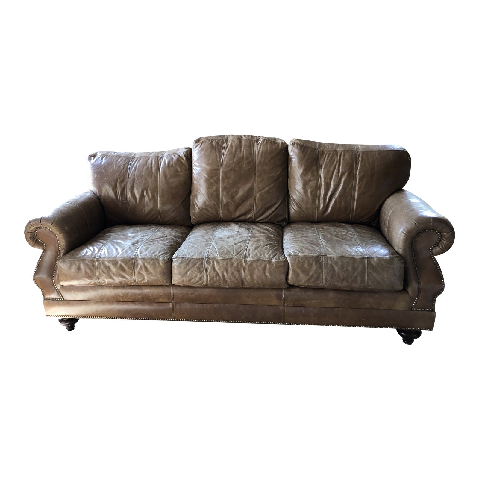 Ferguson Copeland Distressed Leather Sofa Chairish