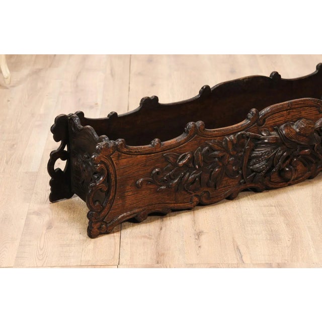 1890s French Oak Planter with Carved Gardening Themed Frieze For Sale - Image 6 of 12