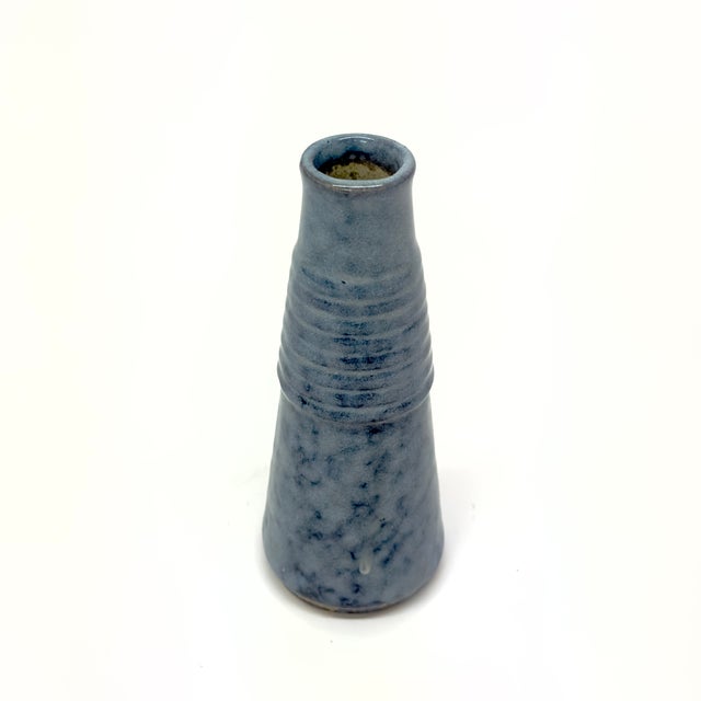 Blue Vintage Matte Blue Artisan Pottery Vase Curation - Group of 5 For Sale - Image 8 of 9
