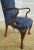 Pair Vintage Restored & Reupholstered Blue Damask Armchairs For Sale In Philadelphia - Image 6 of 12