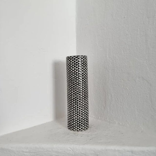 Ceramic Scandinavian Modern Domino Vase attributed to Stig Lindberg for Gustavsberg, 1950s For Sale - Image 7 of 10
