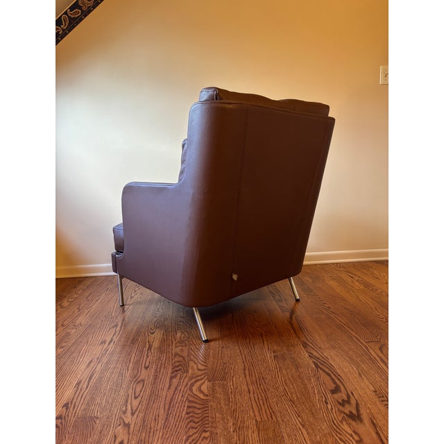 Mid-Century Modern Eilersen Premium Leather High Back Funen Chair and Ottoman For Sale - Image 3 of 13
