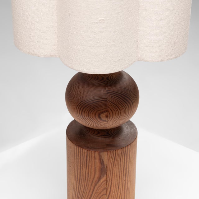 Wood Large Pine Table Lamp by Uno & Östen Kristiansson for Luxus, Sweden, 1970s For Sale - Image 7 of 12