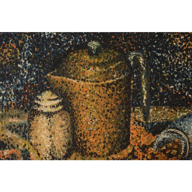 Textile 1960s Pointillist Still Life Painting For Sale - Image 7 of 12