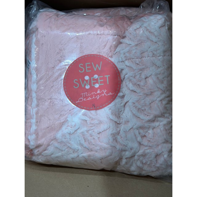 Modern Handmade Luxury Luxe Minky Throw Blanket | Pink Paloma & Crushed Marble | 60” X 72” For Sale - Image 3 of 3