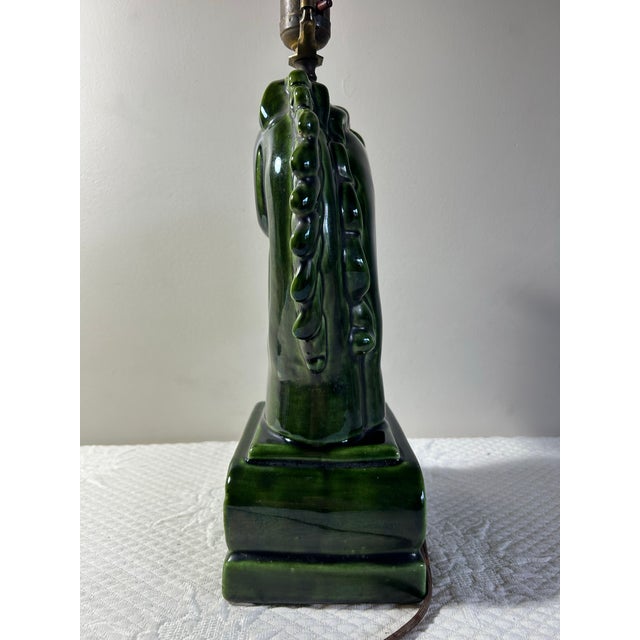 1940s Vintage Art Deco Royal Haeger Double Horse Head Pottery Table Lamp For Sale - Image 5 of 12