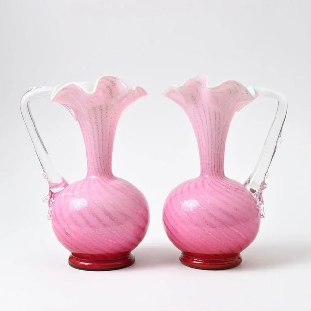 Antique Victorian Glass Pitchers from Stevens and Williams, Set of 2 For Sale - Image 9 of 9