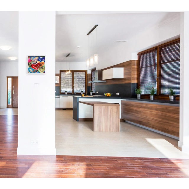 Textile I Heart You Everyday - Framed Pop Art Inspired Textured Hearts Original Artwork by Amber Goldhammer For Sale - Image 7 of 9